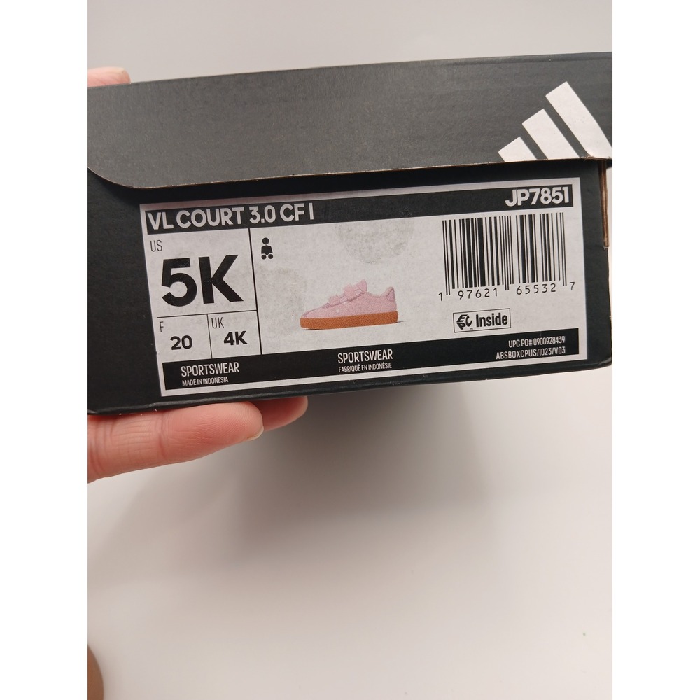 Adidas VL Court 3.0 CFI Toddler Shoes Pink Glitter Suede Gum Sole JP7851 Size 5K - Picture 5 of 6